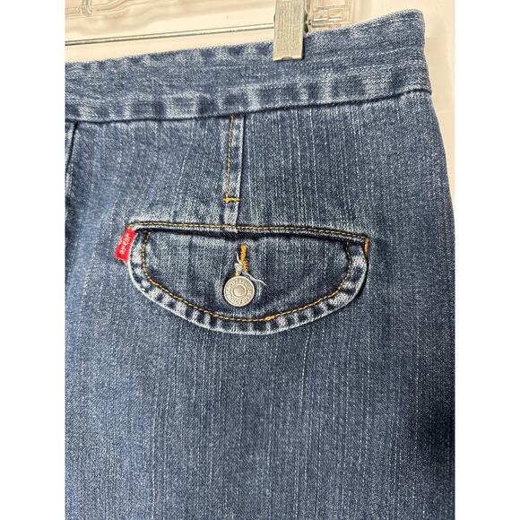 Vintage Levi’s Denim Skirt Superlow Made in USA Y2K zipper slit sides waist 33" - Picture 10 of 11